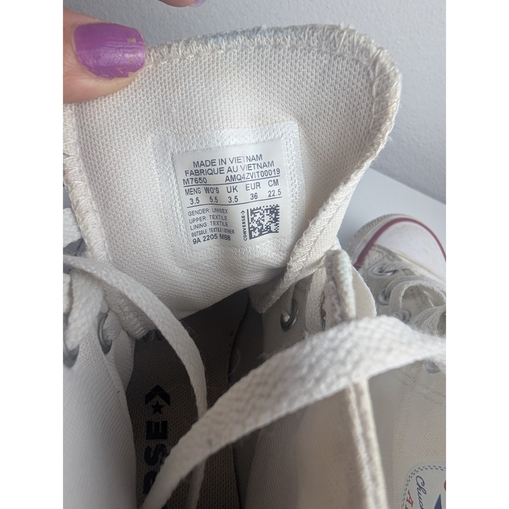 Converse Chuck Taylor All Star High Top White Sneakers Men's 3.5 / Women's 5.5 - Picture 3 of 5